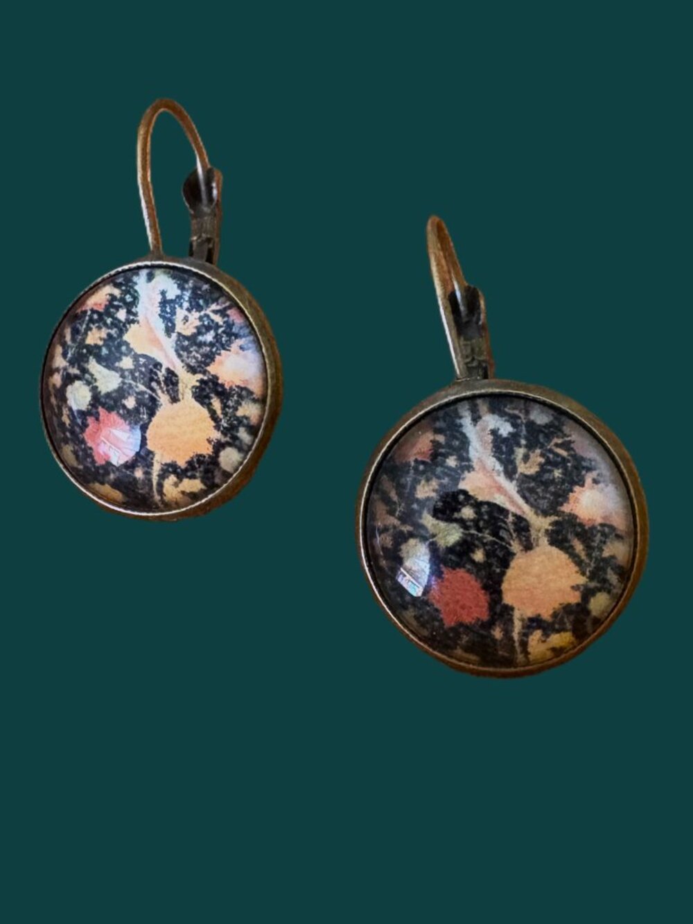 Floral-Celestial Abstract Drop Earrings-Handmade NWOT - Picture 11 of 12